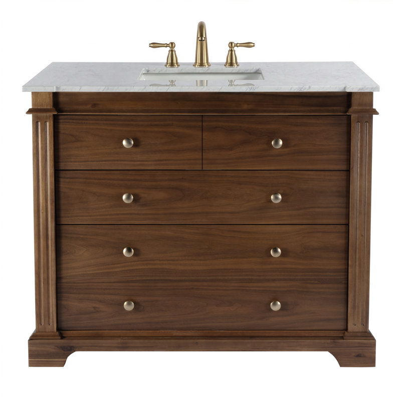 Rachelle 42" Single Bathroom Vanity Set, Walnut Brown