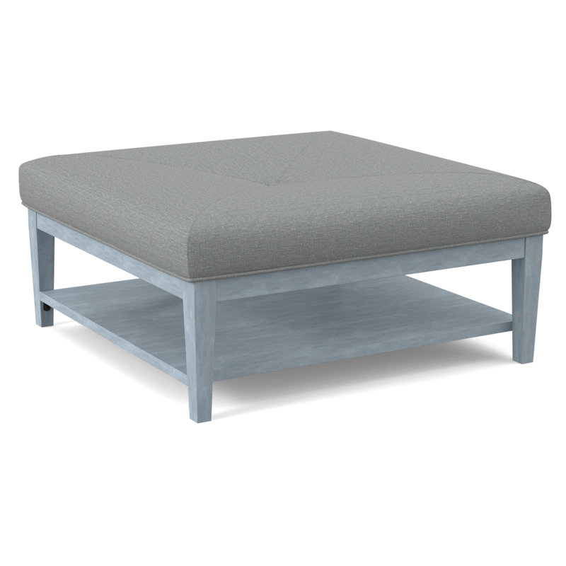 Hammond Square Ottoman, Cobalt Blue Stripe; 0204-64, Sea Glass Finish