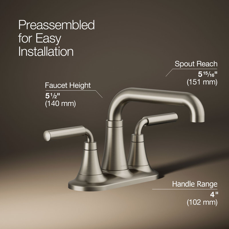Tone Two-Handle Centerset Bathroom Sink Faucet with Clicker Drain, 1.2 GPM, Brushed Nickel