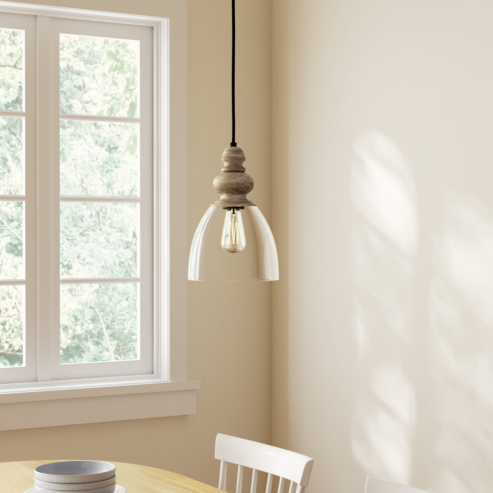 Delmare Single Light Glass Steel Dimmable Pendant