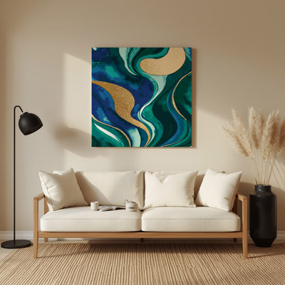 Watercolor Abstract 75 Blue Metal Wall Art