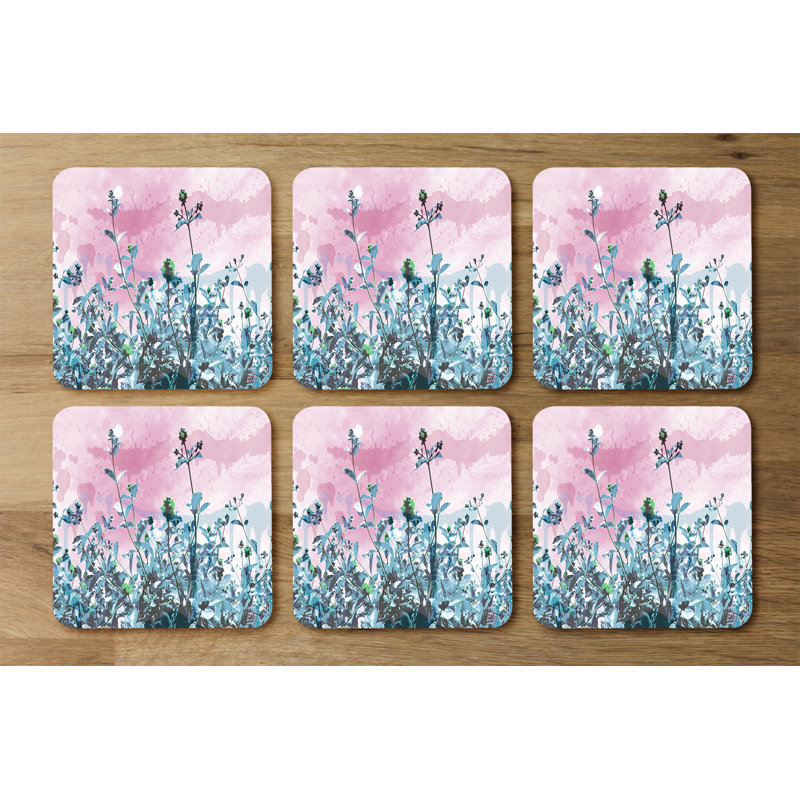 Square 6 Piece Coaster Set, Blue