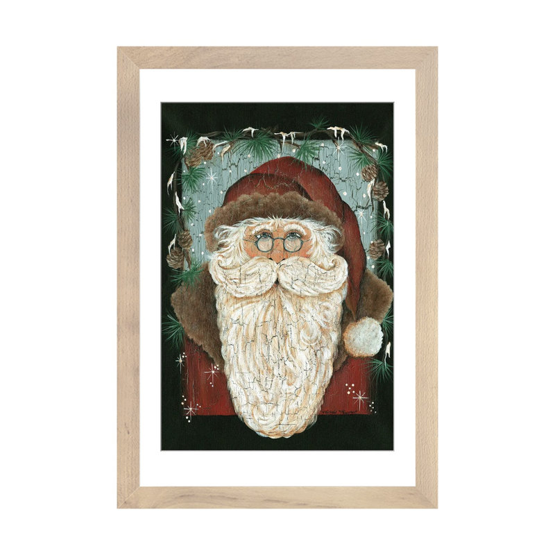 «Old World St. Nick» - reproduction d'art murale - papier d'art encadré, H 32 po x l 24 po, Beige