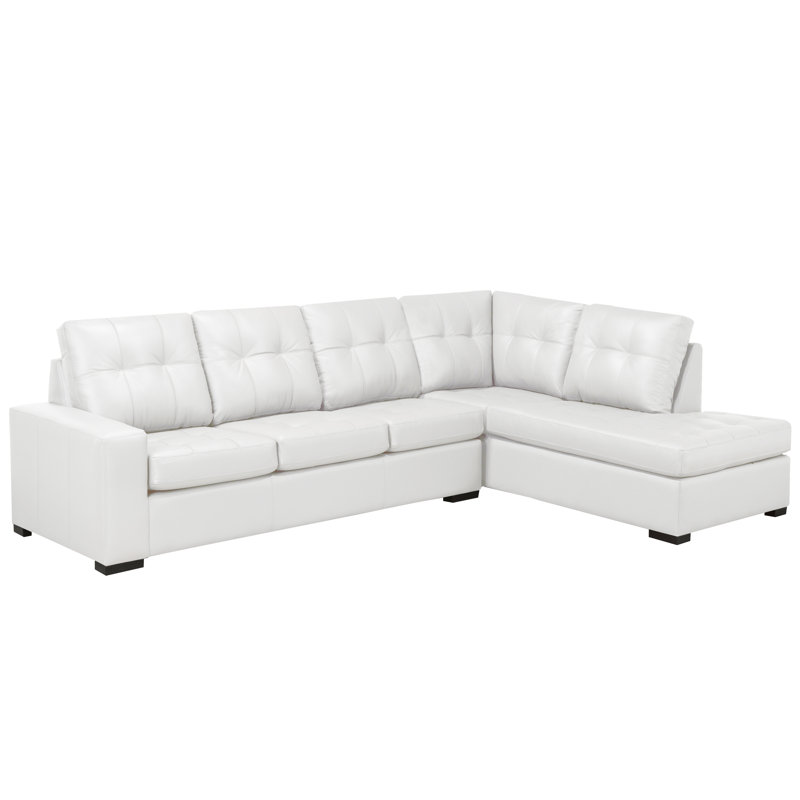 Canapé modulaire en cuir Yeprad, Cuir blanc assorti, Face à la droite