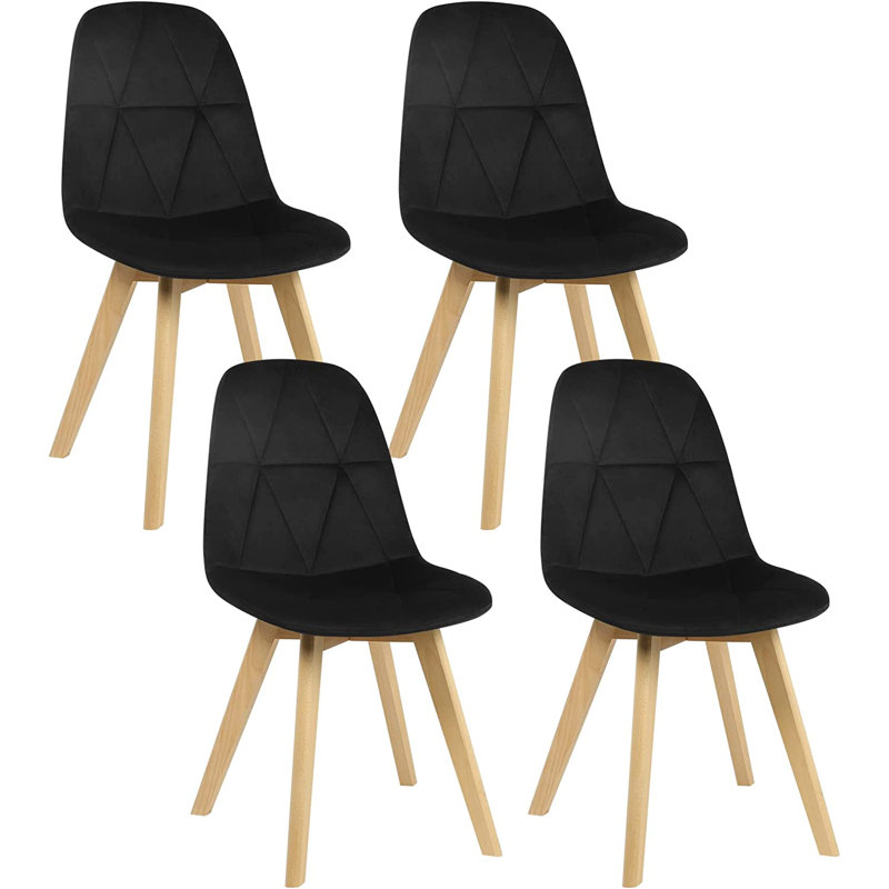 Alishbah 46cm H Velvet Upholstered Side Chair, Black