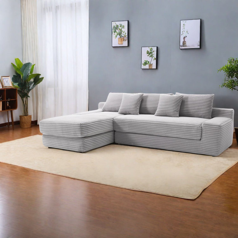 Modern L-shape Sectionals, Premium Fabric, Spacious Living Room Sofa