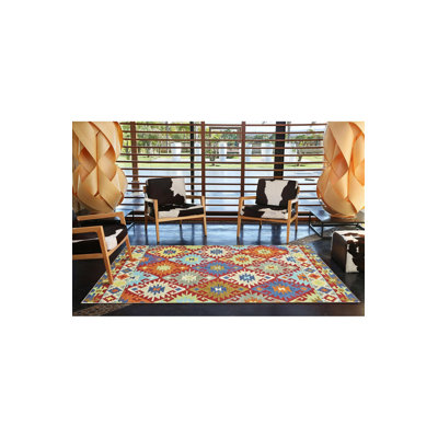 Multi Color Geometric Traditional Pattern Decorative Machine Washable Area Rug