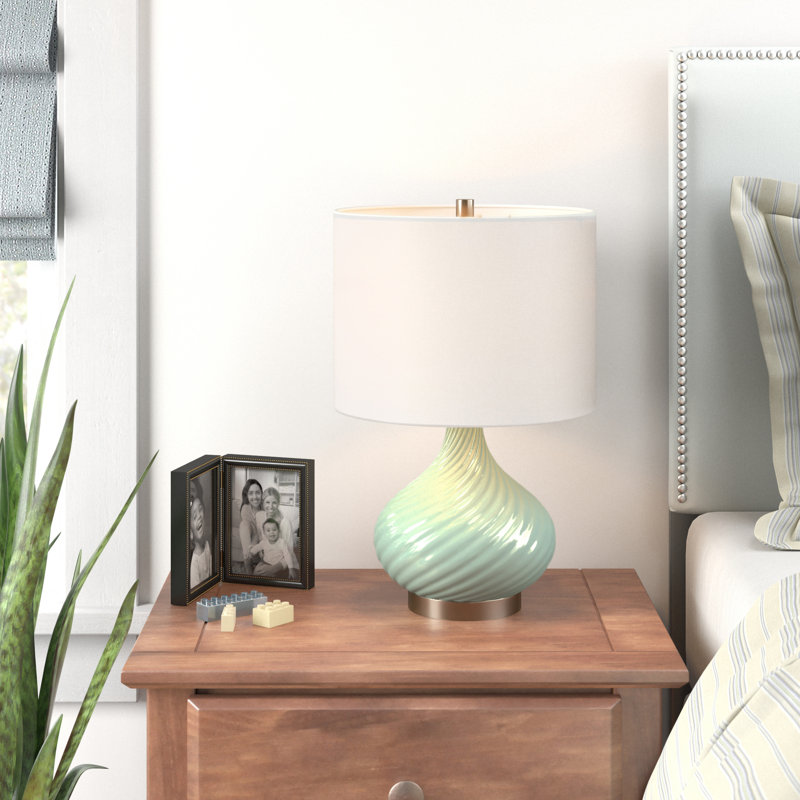 Giusti Table Lamp, Blue/Brushed Polished Nickel