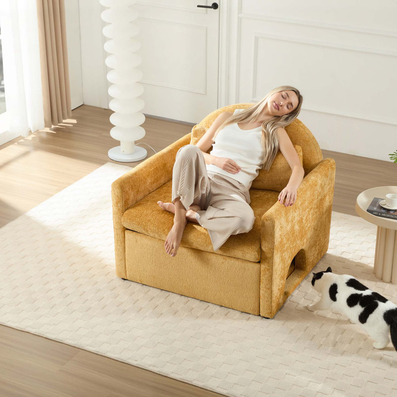 Comfortable Oversized Armchair Sofa for Living and Bedroom with Modern Style, Yellow