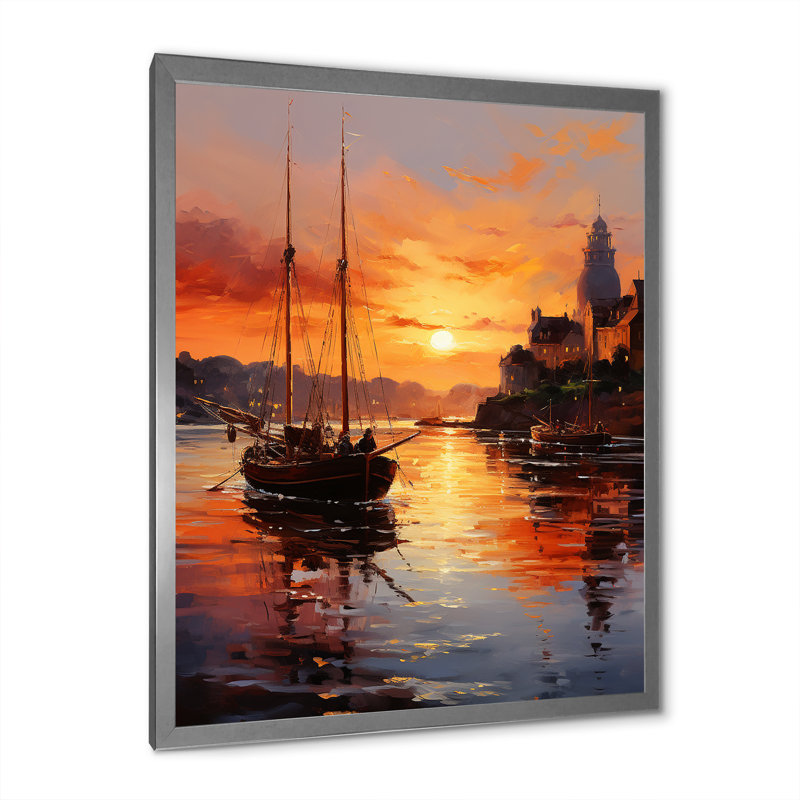 Atalissa, Allemagne, coucher de soleil, port III, H 44 po x l 34 po x P 1,5 po, Cadre photo argenté