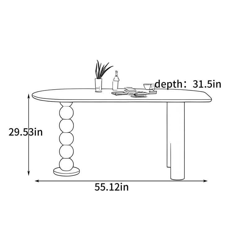 Creative small-sized dining table, 29.53"H x 55.12"L x 31.5"W