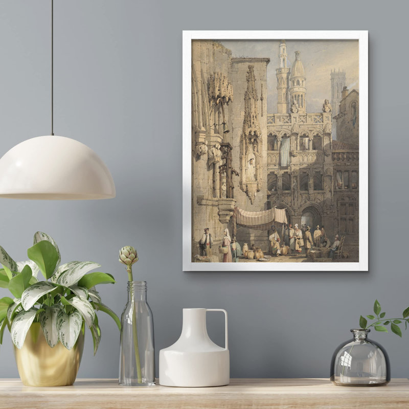 «Vintage Cathedral Church Cityscape» sur papier, Blanc, H 10 po x l 8 po