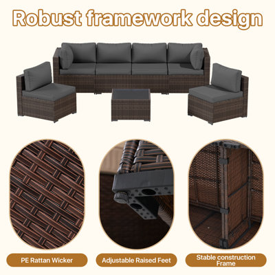 7-Piece 6-Person Symmetrical Outdoor Seating Group