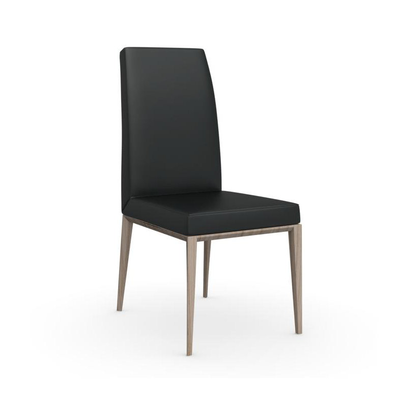 Bess Upholstered Dining Chair with Wooden Base, Optic White, Natural