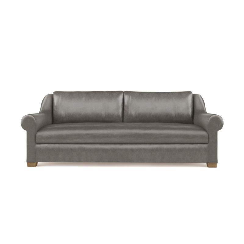 Thompson Rolled Slope-Arm Loveseat, Vintage Leather Pumice, 32" H x 72" W x 41" D, Weathered