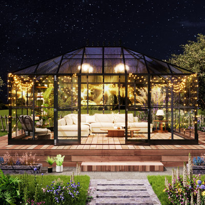 14'x10' Greenhouse with Transparent Panels and PC Panels