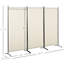 Paravent beige, écran d'intimité 3 panneaux mural 6 pi. Pliage à double charnière. Structure en métal, fiable. Gain de place. H 70,51 po x L 99,5 po x P 19,65 po. Diviseur intérieur de produit. Écran mural. Robuste.