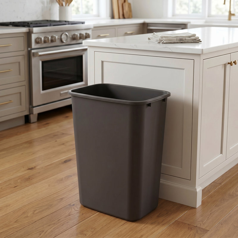 Poubelle rectangulaire en plastique 10 gallons, Brun