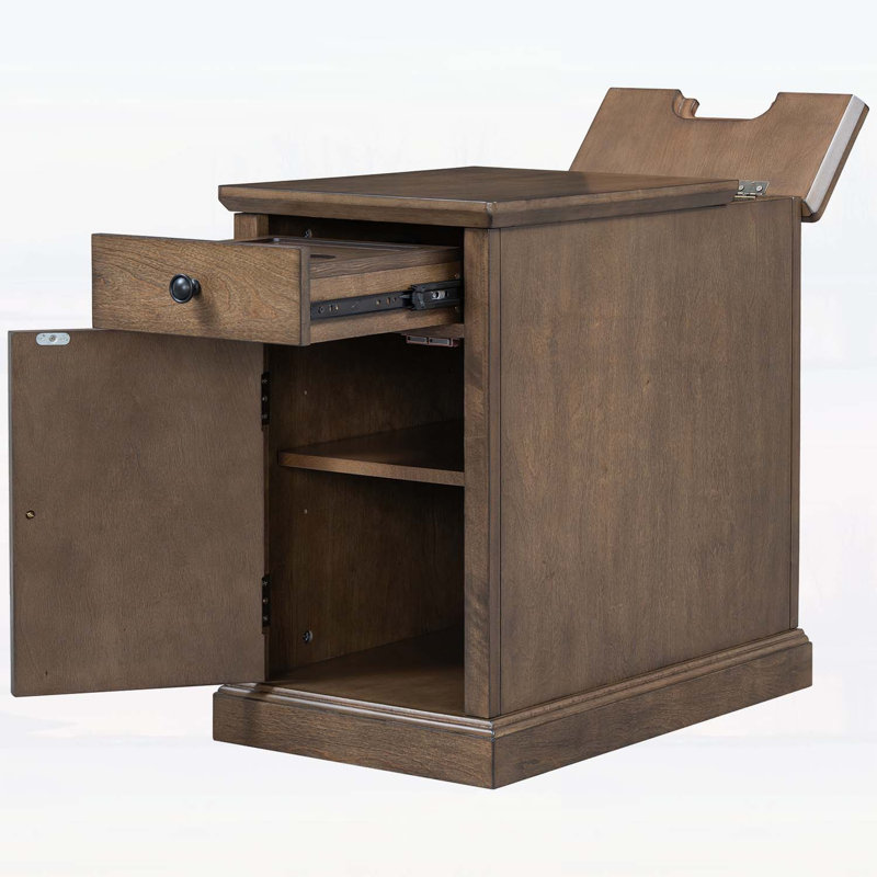 Table de bout de salon avec ports USB, rangement, pour plus de commodité, Brun antique