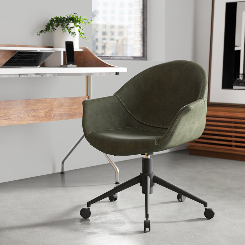 Chaise de bureau pivotante Kealey, Similicuir vert