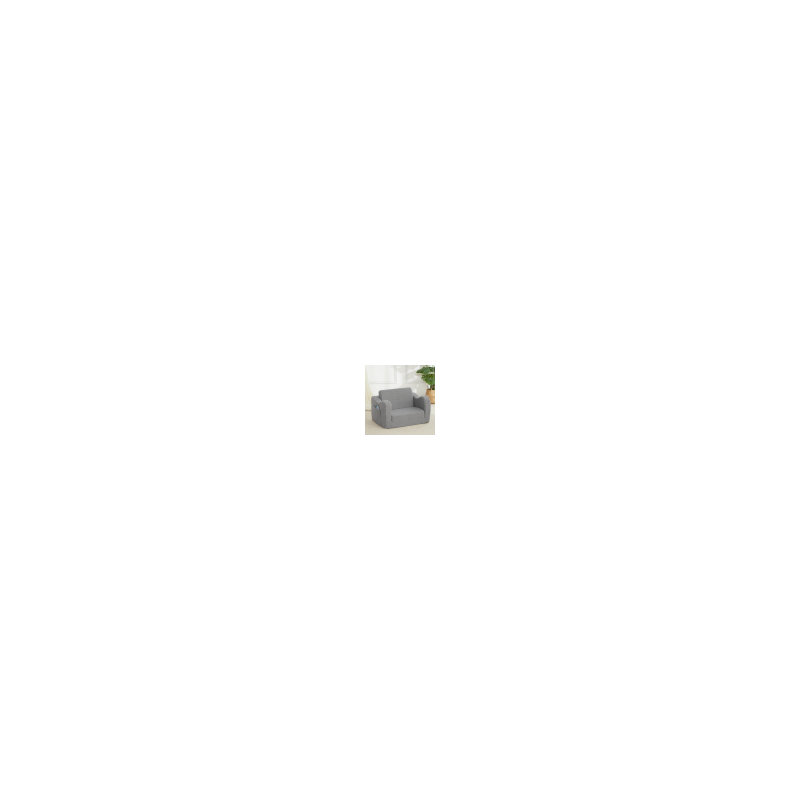 Canapé 2-en-1 pour tout-petits en sherpa pliable, Similicuir gris
