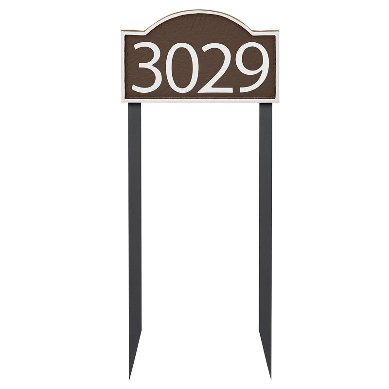 Plaque d'adresse pelouse douce 1 ligne, Blanc, Cuivre