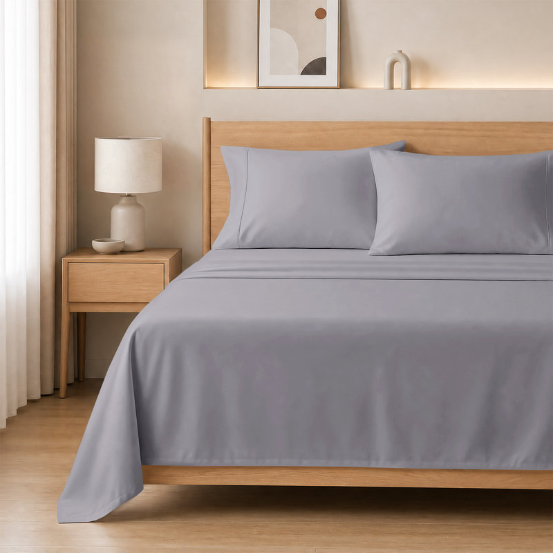 Sheet Set, Twin Sheet Set with 1 Pillowcase, Gris clair