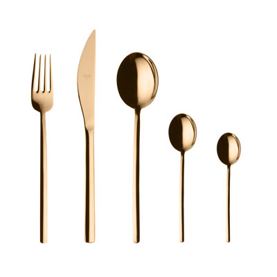 Ensemble de couverts raison avec cuillères Moka - 30 pièces - doré