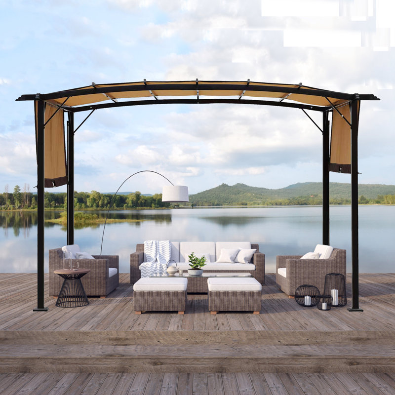 12 pi. L 9,5 pi. D Pergola en acier avec auvent
