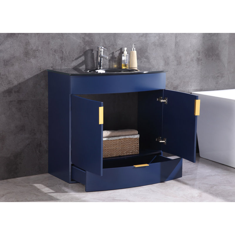Ensemble de meuble-lavabo simple 36 po Boettcher, Bleu