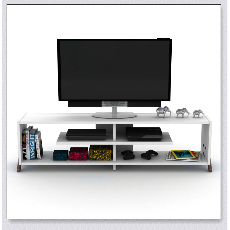 Meuble télé Mid-Century, Noyer/blanc