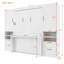 Lit escamotable double pleine grandeur avec placard, tiroirs et tablettes, blanc-803894371-803894397