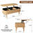 Fluted Lift Top Coffee Table, Modern Oval, Hidden Compartment, Oak, Living Room-1429214516