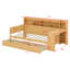 Lit de jour avec tablettes de rangement, lit multifonctionnel avec deux tiroirs de rangement et bureau d'étude-467056250