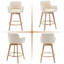 Lovetro 67.5cm H Swivel Counter Stools Linen Upholstered with Rubberwood Legs and Gold Footrest (Set of 2)-1017937909