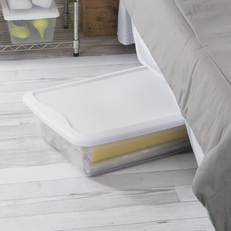 Sterilite Storage Box, Stackable Bin with Lid, Plastic Container to Organize Shoes and Crafts on Closet Shelves