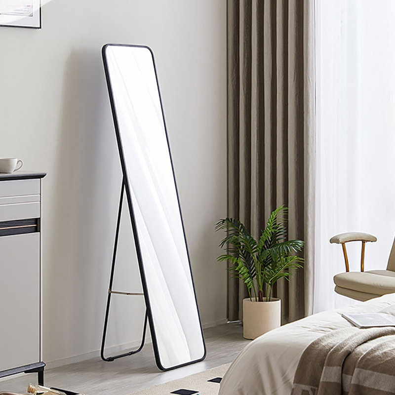Metal Rectangle Mirror, 157 cm H x 47 cm W, Black