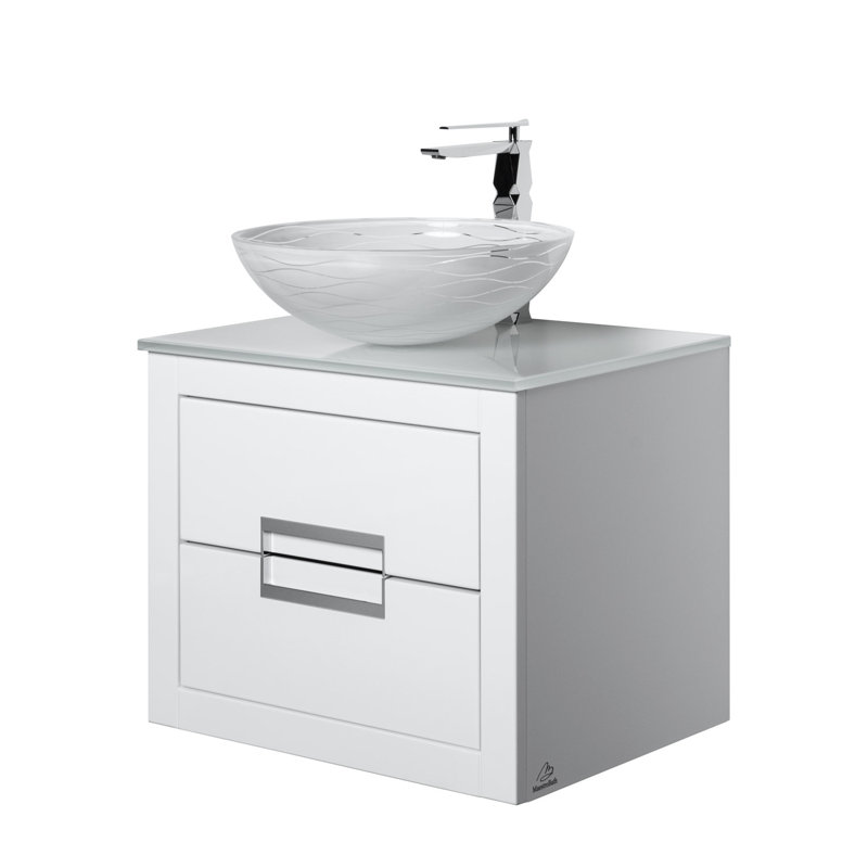 Danya 23.6'' W Single Vanity, Silver, White