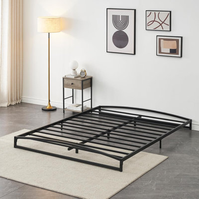 6 Inch Low Profile Bed Frame, Queen Size 81.9x64x6in, Heavy Duty Metal Platform, No Box Spring Needed, Noise-Free, Non-Slip, Black