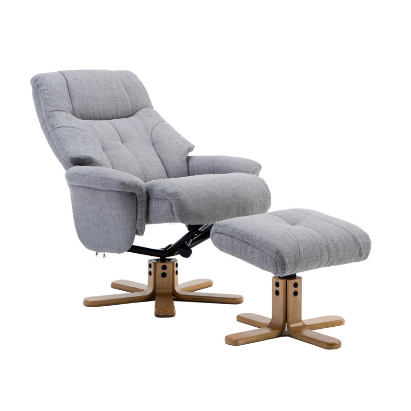 Billings 80cm Wide Swivel Standard Recliner, Silver