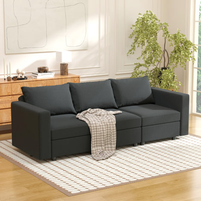 BOX MODULE STO SOFA 90'' 3 Piece Upholstered Modular Sofa with Storage