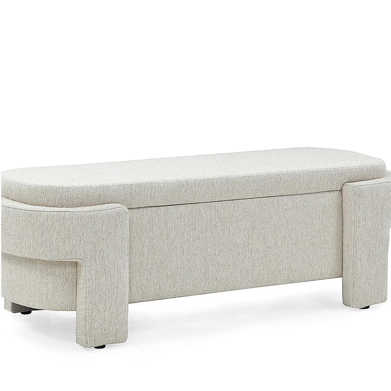 Banc rembourré avec grand espace de rangement, Beige