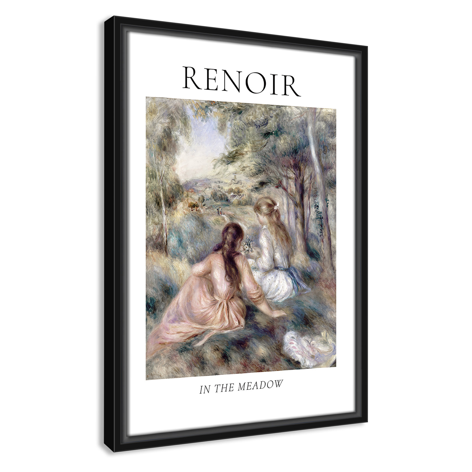 Old Masters Collection " In The Meadow " by Auguste Renoir, No, 19.5" H x 13.5" W x 2" D, Black Floater Frame