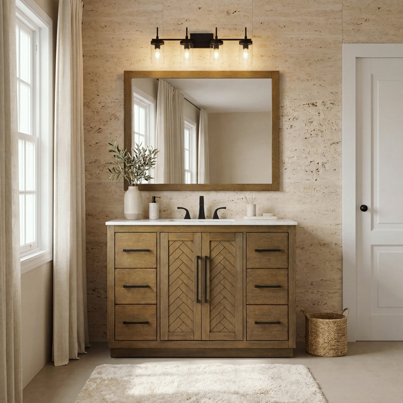 48 inch Single Bathroom Vanity, Hazel Oak
