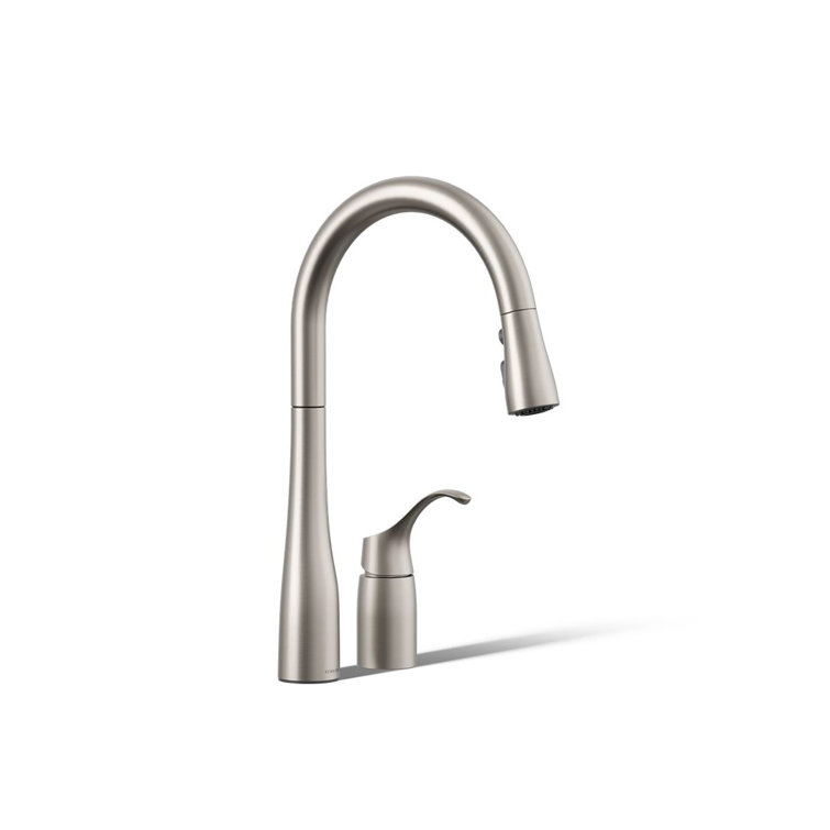Simplice Pull Down Kitchen Sink Faucet with Three-Function Sprayhead, Two-Hole Installation