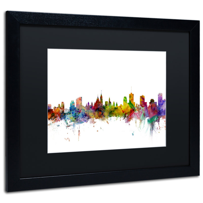 "ottawa canada horizon" , impression encadrée, H 16 po x l 20 po x P 0,5 po, Noir