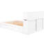 Lit plateforme blanc avec tablettes coulissantes, 2 tiroirs, lit gigogne simple, bois massif, aucun besoin de sommier tapissier et structure en bois durable pour la chambre à coucher