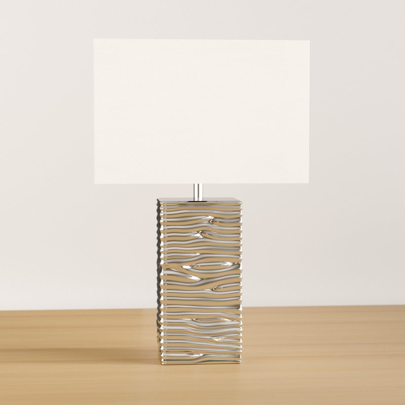 Rayburn 47cm Table Lamp, Yes, Chrome Base/White Shade