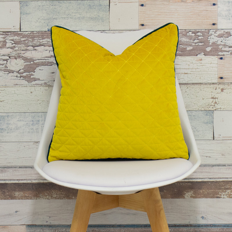 Sawyer Geometric Quilted Piped Filled Cushion, Taupe/Charcoal Grey, Polyester