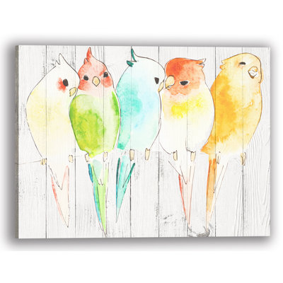 " Tropical Serenade: Watercolor Parrots On Branch " Painting Print